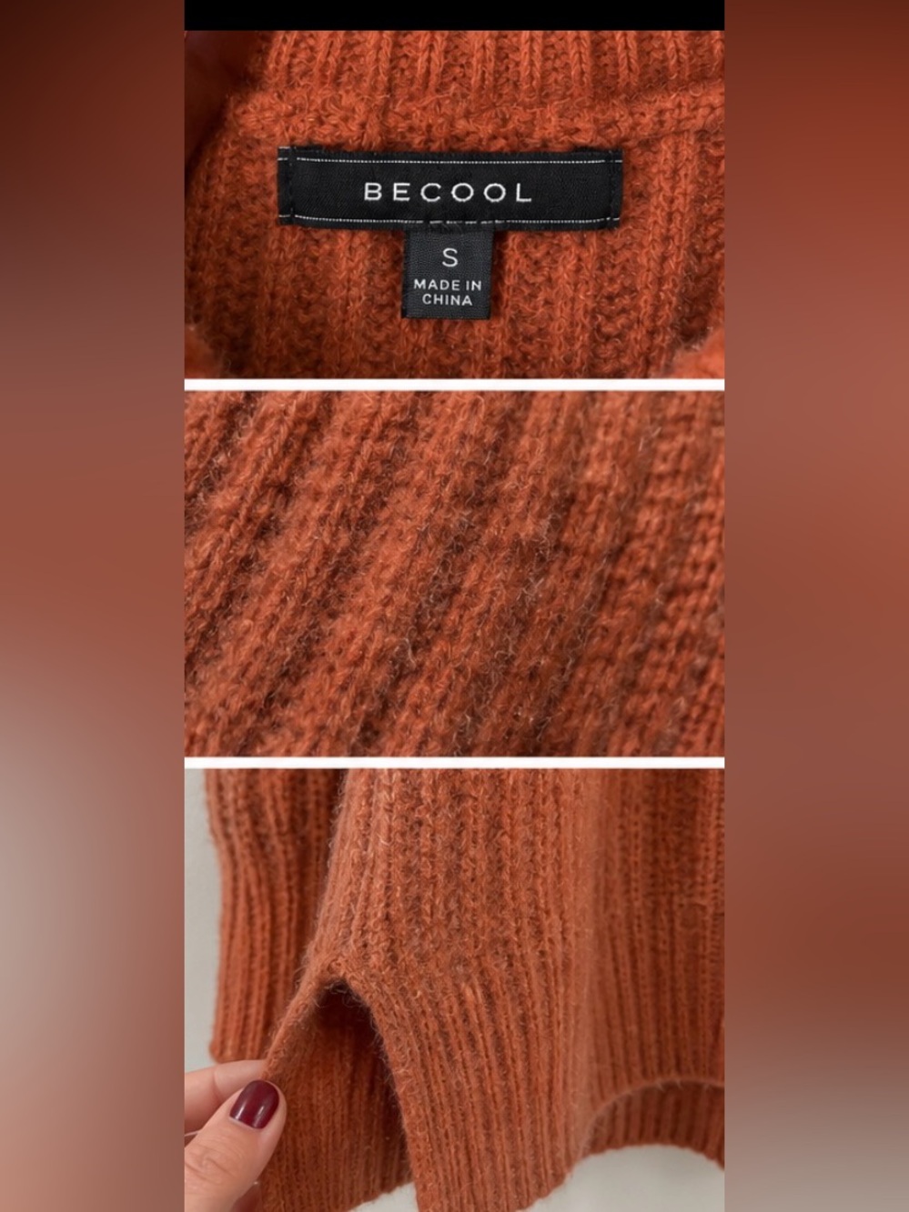 BE COOL Ribbed Oversized Sweater - Rust - Picture 3 of 3
